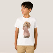 もふもふピンクセーターの子猫 キッズ Tシャツ (正面フル)