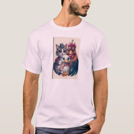 もふもふファミリーホリデーリユニオン記念日ポートレート Tシャツ