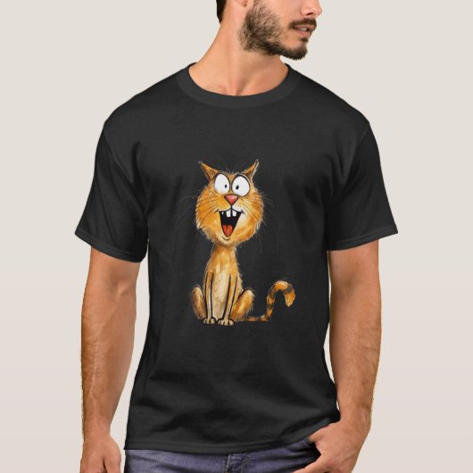 もふもふ大好きなキャラクターの面白猫ミーム Tシャツ (正面)