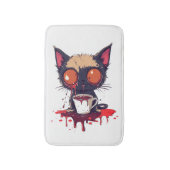 もふもふ悲しい猫コーヒー好き バスマット (正面縦)
