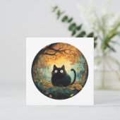 もみじが優しい秋の黒猫を魔法に包む 招待状 (スタンド正面)