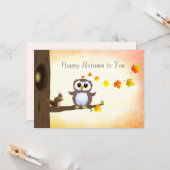 もみじとリス　秋のご挨 カード (正面/裏面インサイチュ)