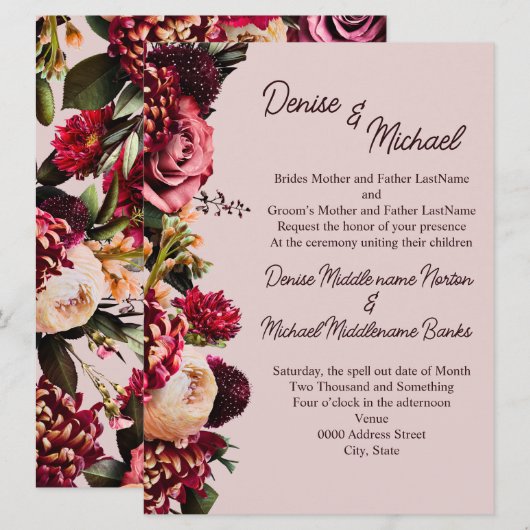 もみじのグレイ チョーク 招待状 (正面/裏面)