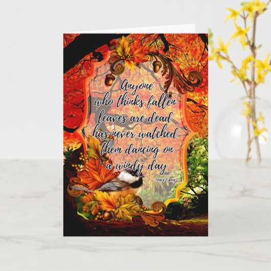 もみじのダンス 秋のグリーティングカード カード (黄色い花)