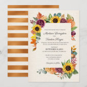 もみじの花のひまわり秋の結婚式招待状 招待状 (正面/裏面)