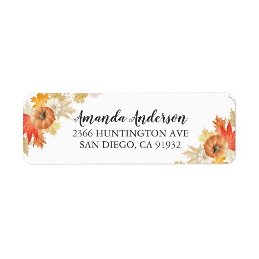 もみじの葉とカボチャのブライダルシャワーラベル 秋の装飾 ラベル (正面)