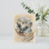 もみじの葉のハリネズミ ポストカード (スタンド正面)