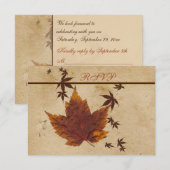 もみじの葉のレターカード　（ＦＡＵＸ　エイジドペーパー使用） 出欠カード (正面/裏面)