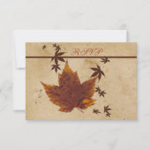 もみじの葉のレター・はがき - エイジド紙風仕上げ - 出欠カード (正面)