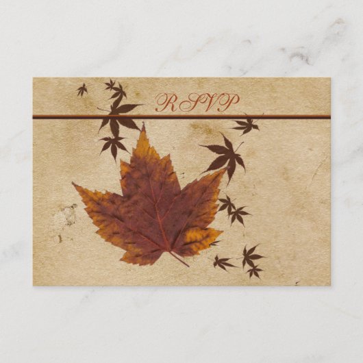 もみじの葉のレター・はがき - エイジド紙風仕上げ - 出欠カード (正面)