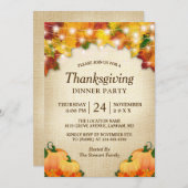 もみじの葉の照明 バルコット 感謝祭のディナー 招待状 (正面/裏面)