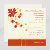 もみじの葉の赤と黄色の結婚式カスタム招待状 招待状 (正面/裏面)