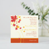 もみじの葉の赤と黄色の結婚式カスタム招待状 招待状 (スタンド正面)