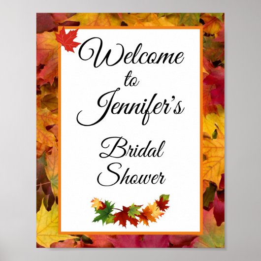 もみじの葉 ウェルカム ブライダルシャワー サイン ポスター (正面)