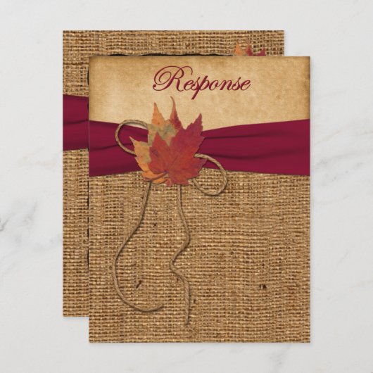 もみじの葉、フェイクバーズラップの出欠確認カード3 出欠カード (正面/裏面)