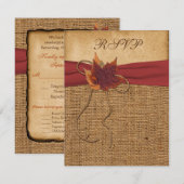 もみじの葉、フェイクバーズラップ　出欠返信カード 出欠カード (正面/裏面)