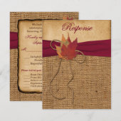 もみじの葉、フェイクバーリアープのＲＳＶＰカード３ 出欠カード (正面/裏面)