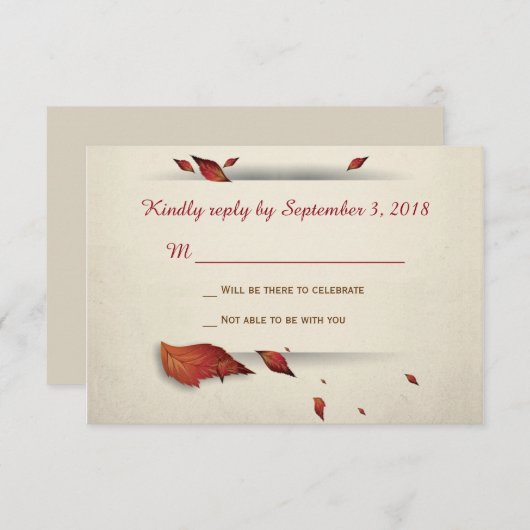 もみじの葉 出欠カード (正面/裏面)