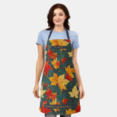 もみじ離れの紅葉豊かな秋の模様 エプロン (着用した状態)