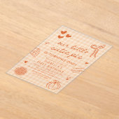 もみじ かわいい 手描き 私たちの小さなキューティー 誕生日 アクリル招待状 (レイダウン)