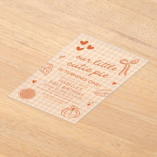 もみじ かわいい 手描き 私たちの小さなキューティー 誕生日 アクリル招待状 (レイダウン)