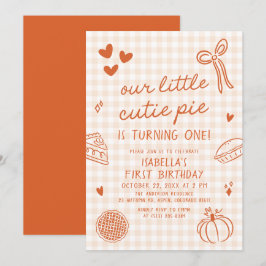 もみじ かわいい 手描き 私たちの小さなキューティー 誕生日 招待状