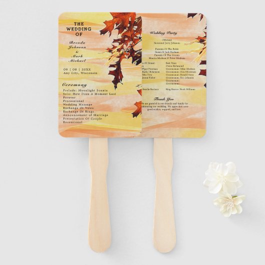 もみじ オレンジ 黄色 うずまき 結婚式 プログラム ハンドファン (正面&裏面)