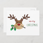 もみの木とキスするトナカイ シーズンポストカード (正面/裏面)