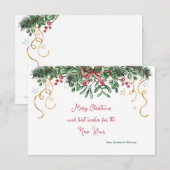 もみの木とヤドリギのクリスマスカード 招待状 (正面/裏面)