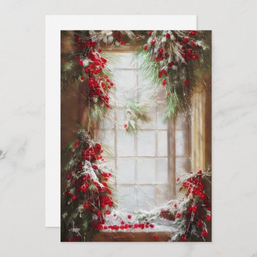 もみの木と実の窓のクリスマス予算 シーズンカード (正面/裏面)