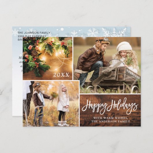 もみの木のクラシックなクリスマスの写真のホリデーグリーティング ポストカード (正面/裏面)