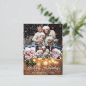 もみの木のクラシックなクリスマスの写真のホリデーグリーティング ポストカード (スタンド正面)