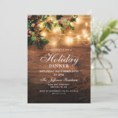 もみの木のクラシックなホリデーシーズン クリスマス ホリデー ディナー 招待状 (スタンド正面)