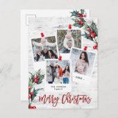 もみの木のクラフト感のある白樺のクリスマス　４枚の写真のホリデーシーズン シーズンポストカード (正面/裏面)