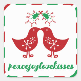 もみの木の下でキスするチキンさん Mr & Mrs 初クリスマス スクエアシール