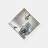 もみの木の下の猫とねずみ スタンダードカクテルナプキン (角)