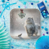 もみの木の下の猫とねずみ ペーパープレート (パーティー)