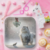 もみの木の下の猫とねずみ ペーパープレート (パーティー)