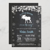 もみの木の冬の雪の結晶の男の子の赤ちゃんのシャワーの招待状 招待状 (正面/裏面)