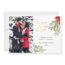 もみの木の平和と愛 | ホリデー フォト カード