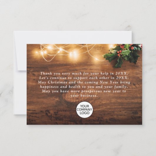 もみの木の枝のクラシックなクリスマスグリーティング サンキューカード (裏面)