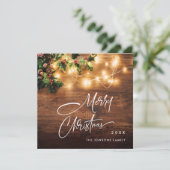 もみの木の枝の素朴なクリスマスグリーティングウッド シーズンカード (スタンド正面)