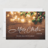 もみの木の枝の素朴な企業のクリスマス シーズンカード (正面)