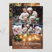 もみの木の枝の素朴な4枚の写真のクリスマスメッセージ シーズンカード (正面/裏面)