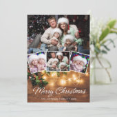 もみの木の枝の素朴な4枚の写真のクリスマスメッセージ シーズンカード (スタンド正面)