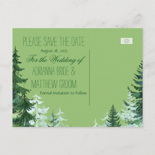 もみの木の森結婚のはがき 案内ポストカード (裏面)