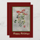 もみの木の水彩画のホリデーカード 5x7 招待状 (正面/裏面)