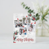 もみの木の素朴な樺の木のクリスマス 4枚の写真の休日 シーズンポストカード (スタンド正面)