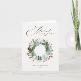 もみの木の赤いクリスマスリース ハーブの実 シーズンカード