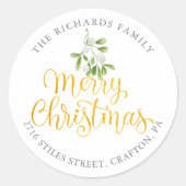 もみの木 ゴールド メリークリスマス 返信先住所 ラウンドシール (正面)